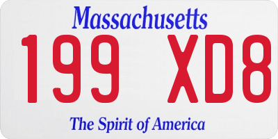 MA license plate 199XD8