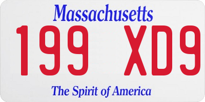 MA license plate 199XD9