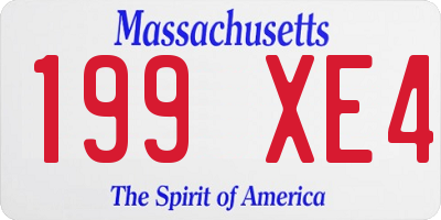 MA license plate 199XE4