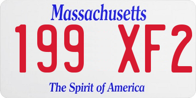 MA license plate 199XF2