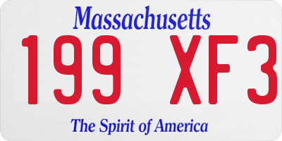 MA license plate 199XF3
