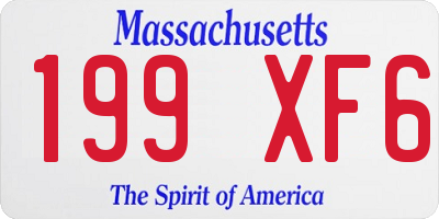 MA license plate 199XF6