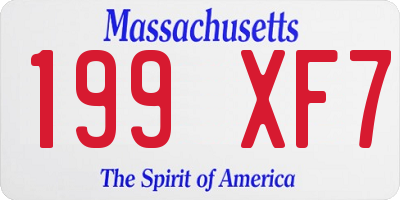 MA license plate 199XF7