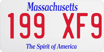 MA license plate 199XF9