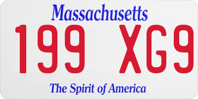 MA license plate 199XG9