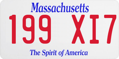 MA license plate 199XI7