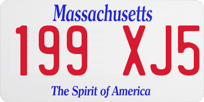 MA license plate 199XJ5