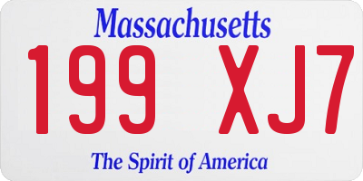 MA license plate 199XJ7