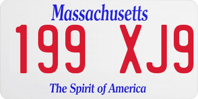 MA license plate 199XJ9
