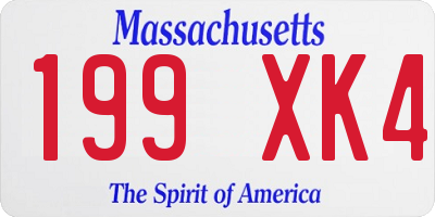 MA license plate 199XK4