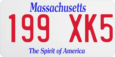 MA license plate 199XK5