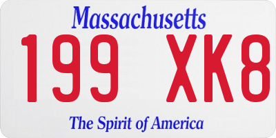 MA license plate 199XK8