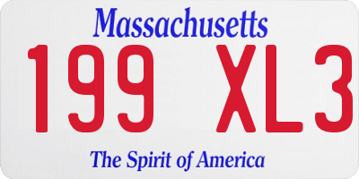 MA license plate 199XL3