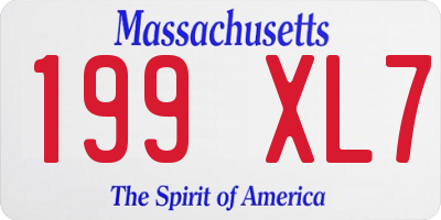 MA license plate 199XL7
