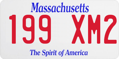 MA license plate 199XM2