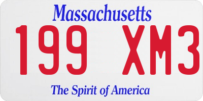 MA license plate 199XM3