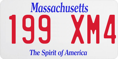 MA license plate 199XM4