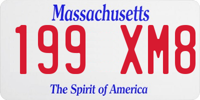 MA license plate 199XM8