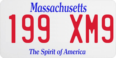 MA license plate 199XM9
