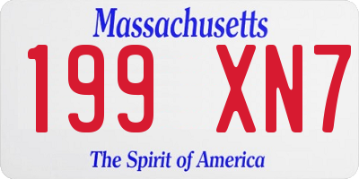 MA license plate 199XN7