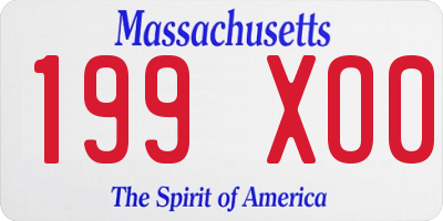 MA license plate 199XO0