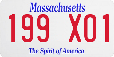 MA license plate 199XO1
