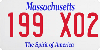 MA license plate 199XO2