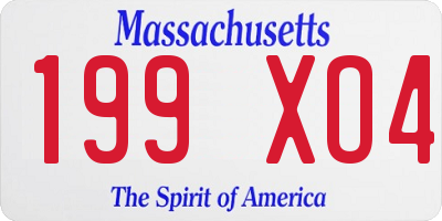 MA license plate 199XO4
