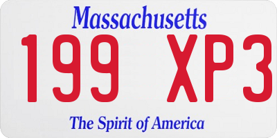MA license plate 199XP3