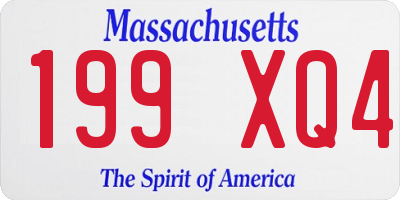 MA license plate 199XQ4