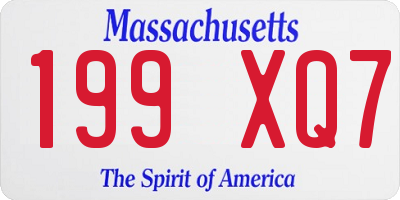 MA license plate 199XQ7