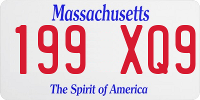 MA license plate 199XQ9