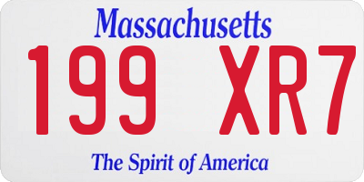 MA license plate 199XR7