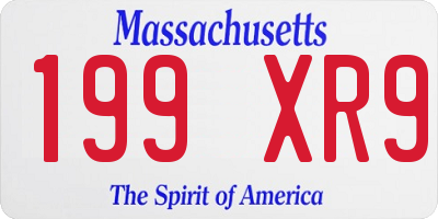 MA license plate 199XR9