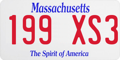 MA license plate 199XS3