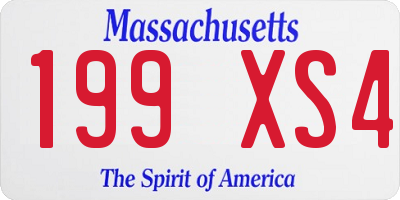 MA license plate 199XS4
