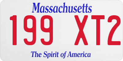 MA license plate 199XT2