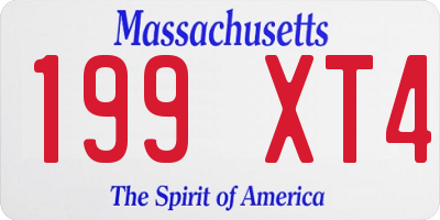 MA license plate 199XT4