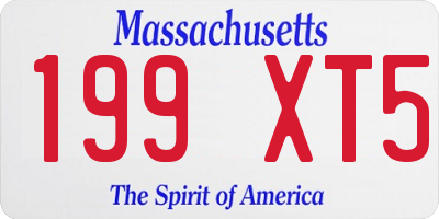 MA license plate 199XT5