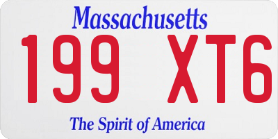 MA license plate 199XT6