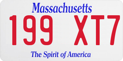 MA license plate 199XT7