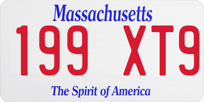 MA license plate 199XT9