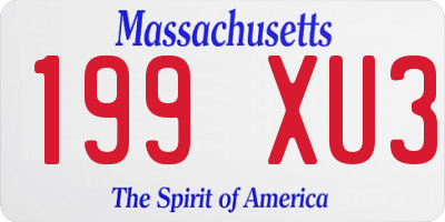 MA license plate 199XU3