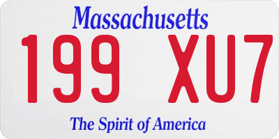 MA license plate 199XU7