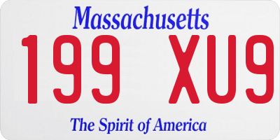MA license plate 199XU9