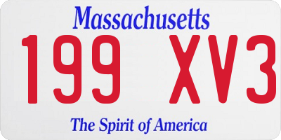 MA license plate 199XV3