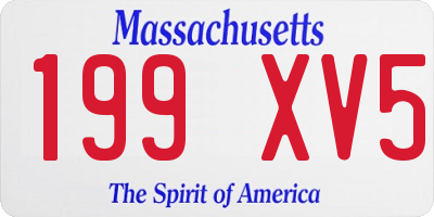 MA license plate 199XV5