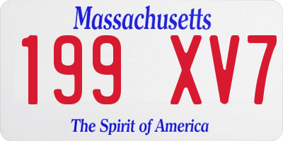 MA license plate 199XV7
