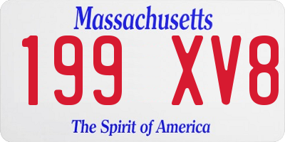 MA license plate 199XV8