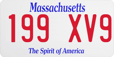 MA license plate 199XV9